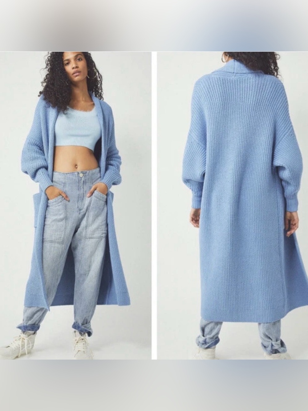 Free People Skylark Longline Blue Cardigan Size XS, EUC. No flaws.